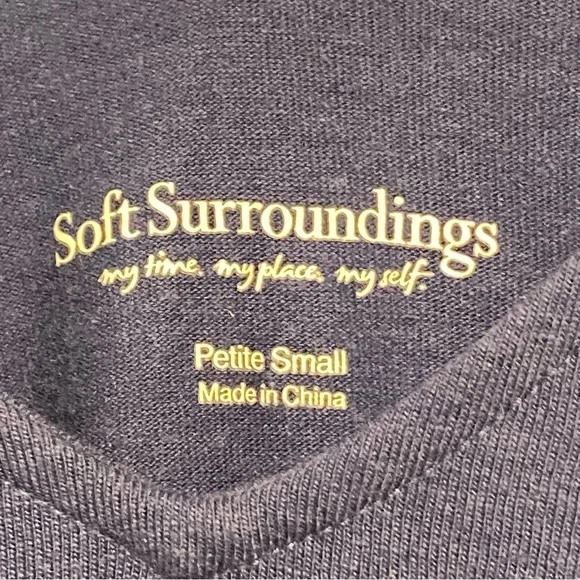 Soft Surroundings Blue 3/4 Sleeve V-neck Tunic Top size Petite Small - Picture 9 of 11